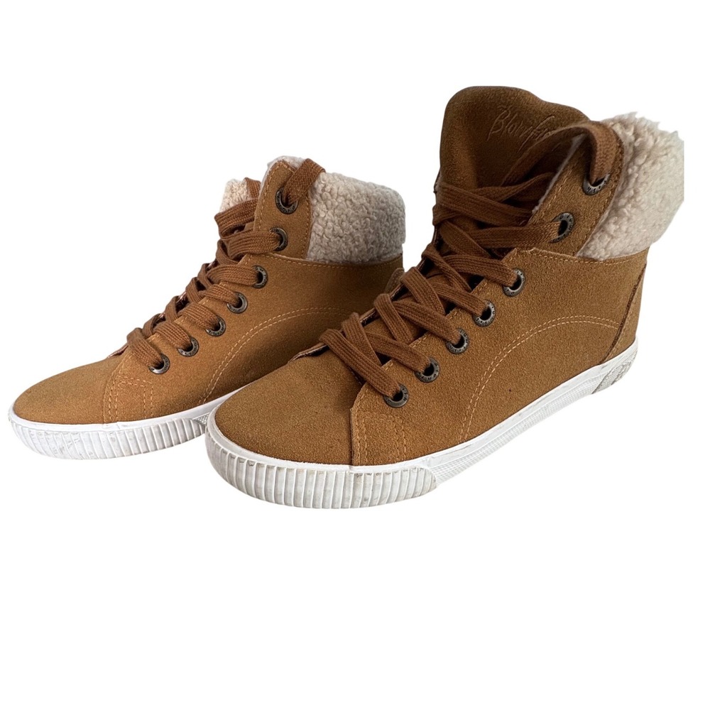 Blowfish Malibu Sherpa Lined High Top Sneakers Faux Suede Lace Up Ladies Size 10